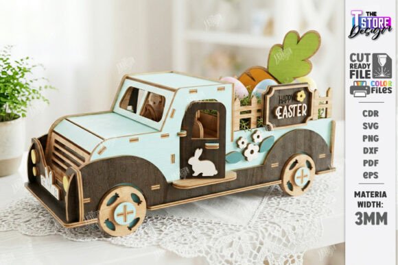 Download 3D Easter Truck with Eggs Laser Cut Svg - Easter truck with eggs Collection