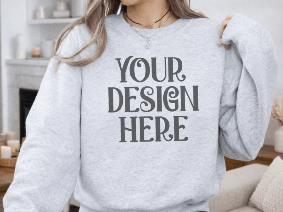 Download Gildan 18000 Ash Grey Sweatshirt Mockup - Premium Resources